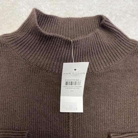 NWT Loft Ann Taylor Sweater Women's M Brown Knit Pullover Mock Neck $89 NEW - Picture 2 of 8